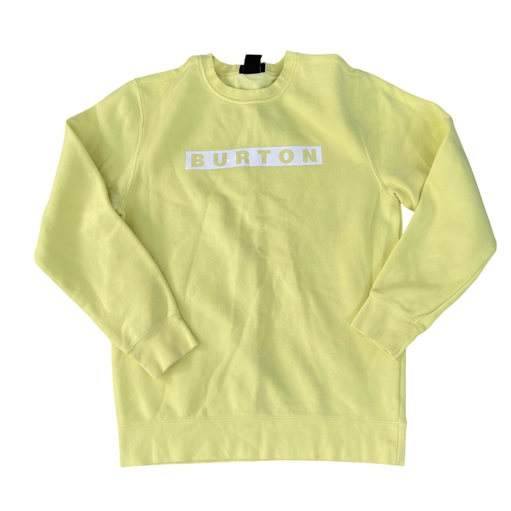 Burton Sweatshirt Mens Medium Yellow Streetwear Crewneck Logo Fleece‎ Pullover